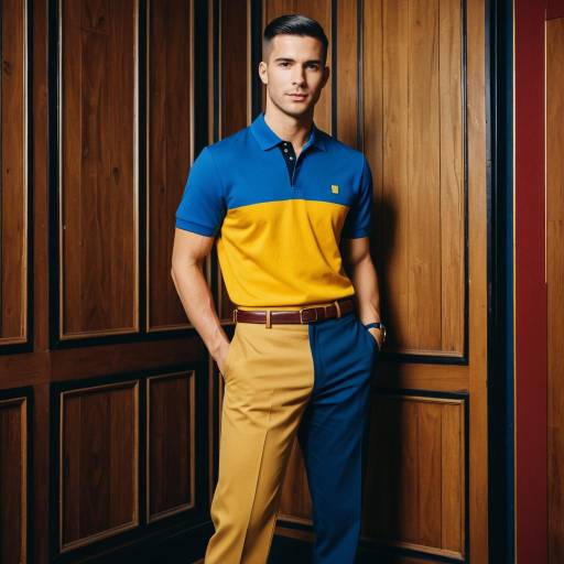 Man in Color-Blocked Outfit Standing Against Wooden Wall