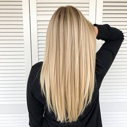 Blonde Hair Against White Louvered Doors