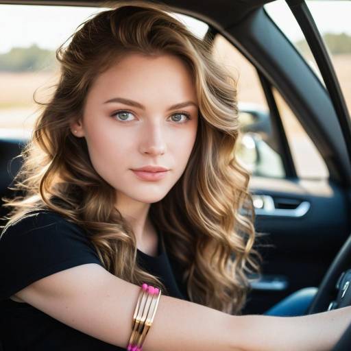 Young Woman Sitting in Car