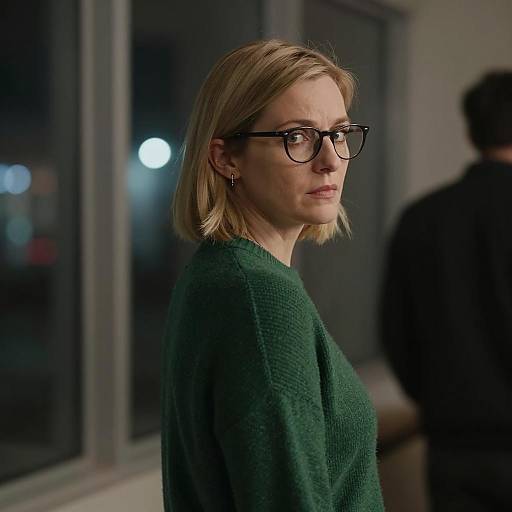 Contemplative Woman at Dimly Lit Window