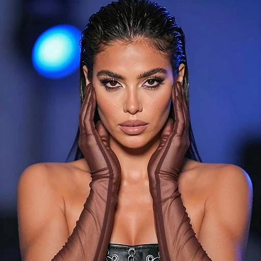 Portrait of Woman with Sheer Brown Gloves