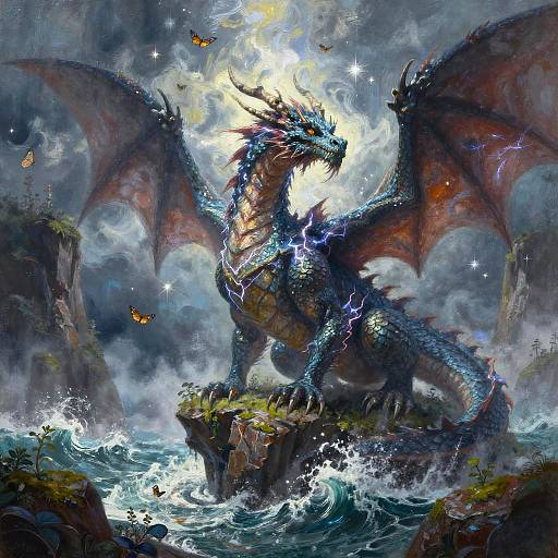 Fierce Storm Dragon in Thunderous Skies
