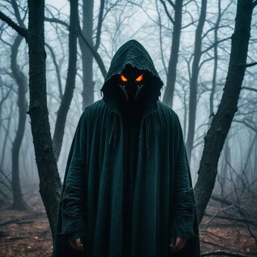 Mysterious Forest Horror with Glowing Eyes