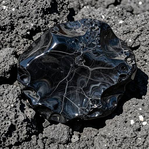 Close-Up Shiny Obsidian Patterns