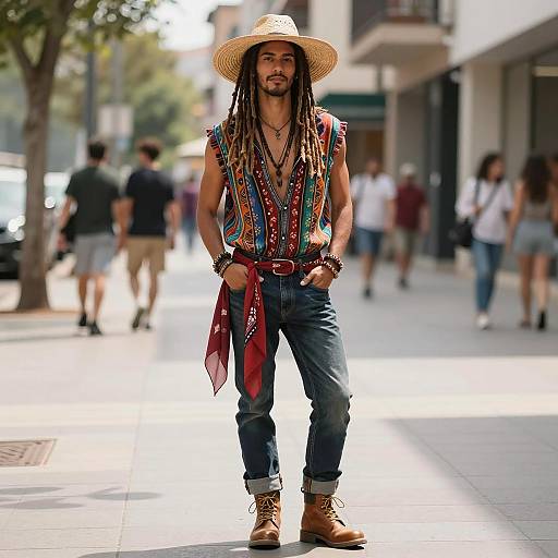 Man in Boho Street Style Fashion