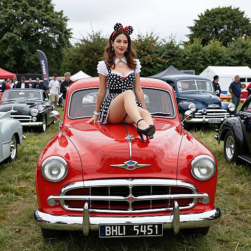 Red Vintage Chevy at Classic Car Show