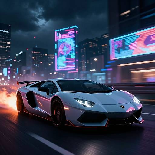 Futuristic Lamborghini Aventador Neon Flight