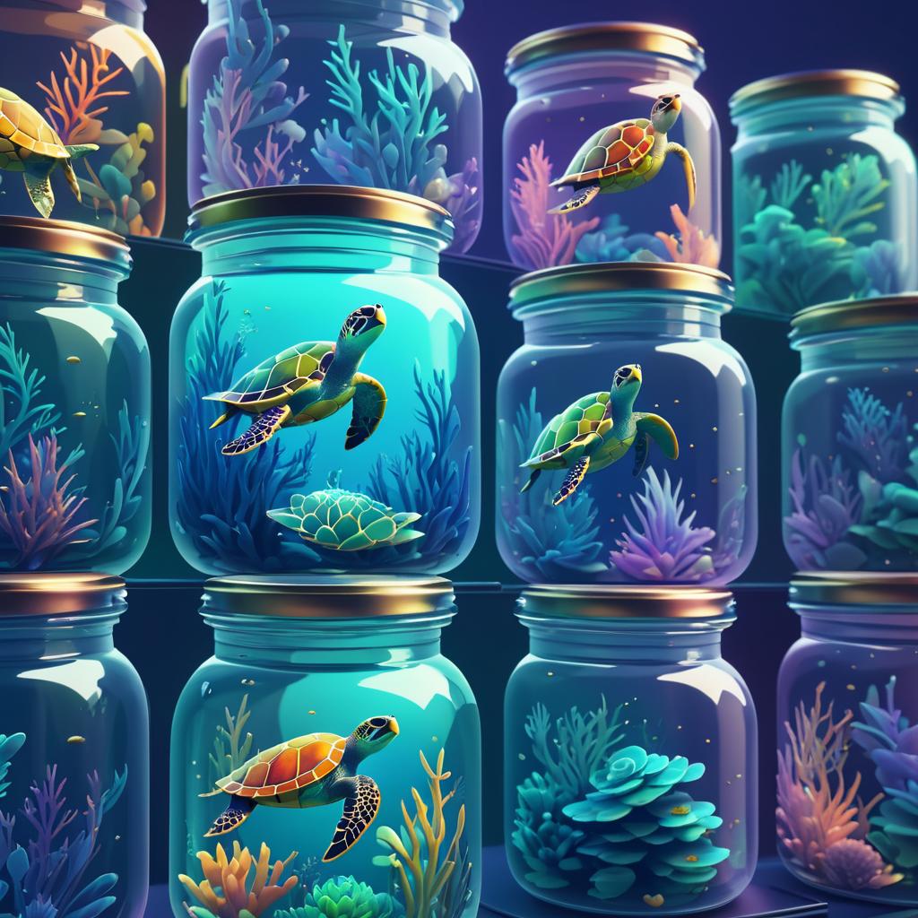 Elegant Sea Turtles in Glass Jars