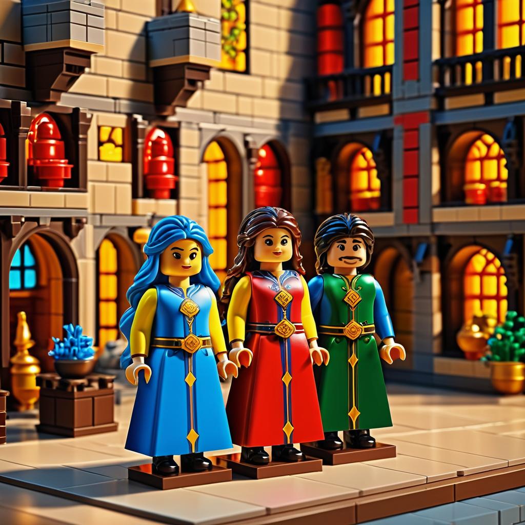 Lego Figurines in Medieval Castle Scene