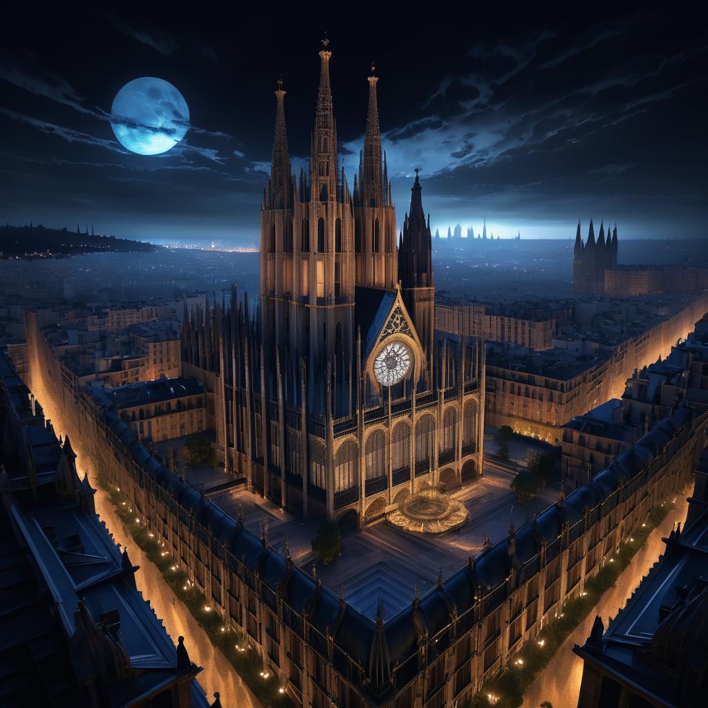 Neo-Gothic Barcelona: Mystical Cityscape