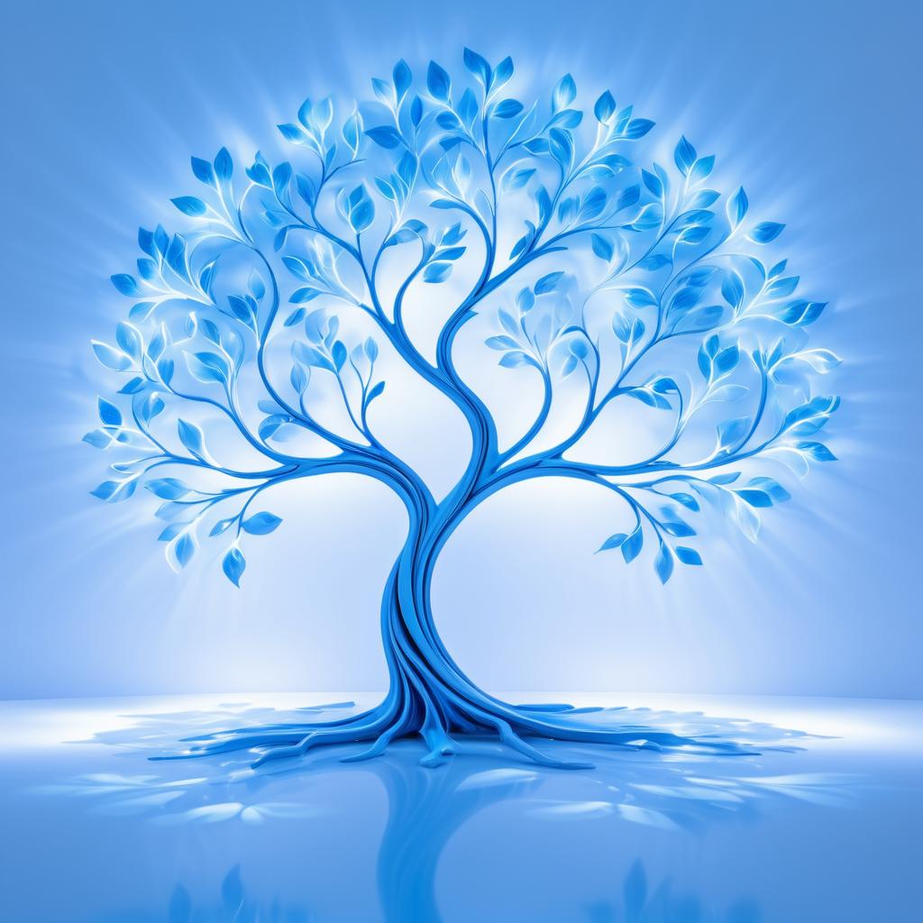 Whimsical Blue Tree Light Painting Art