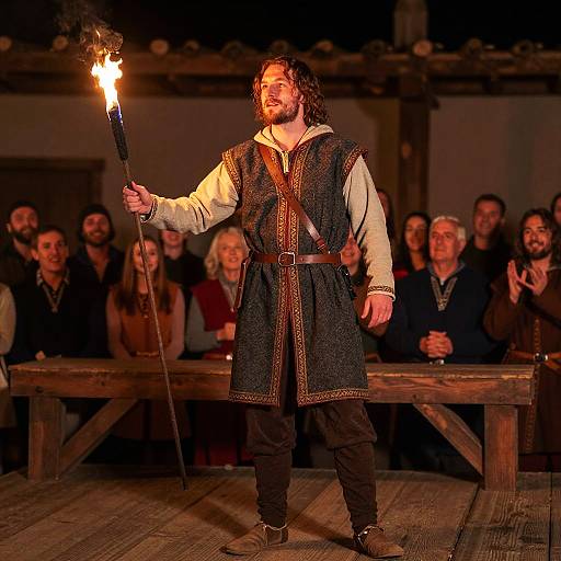 Medieval Bard Performing by Torchlight