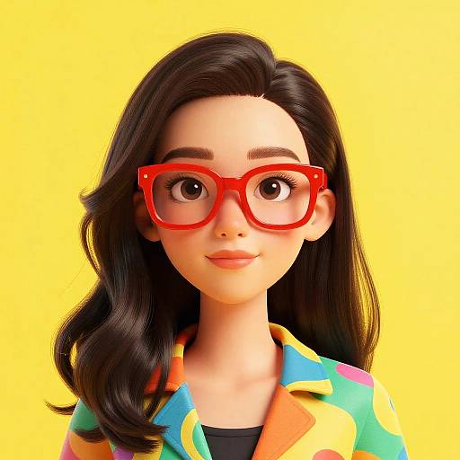 Vibrant Cartoon Portrait of a Woman