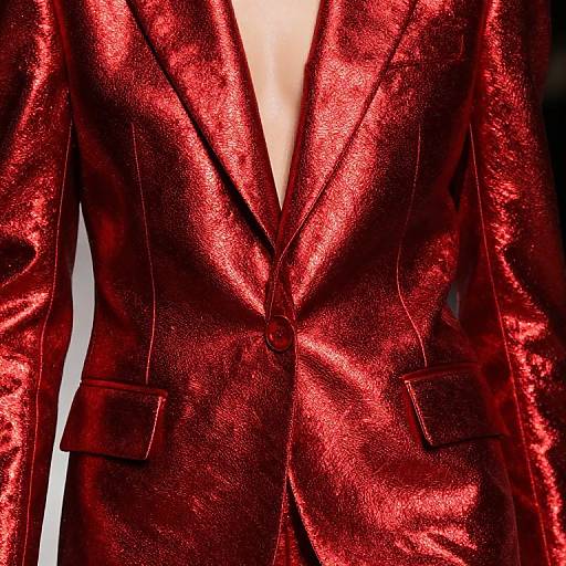 Shimmering Red Suit Fabric Close-Up