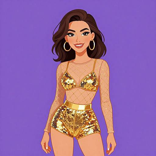 Glam Rock Woman in Gold Sequins