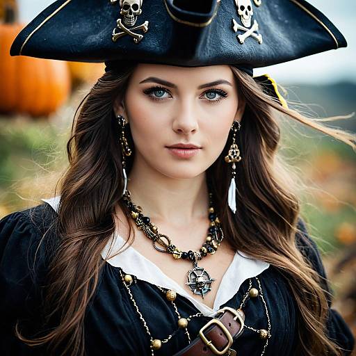 Woman in Pirate Costume with Blue Eyes