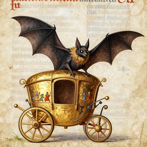 Surreal Medieval Bat Carriage Illustration