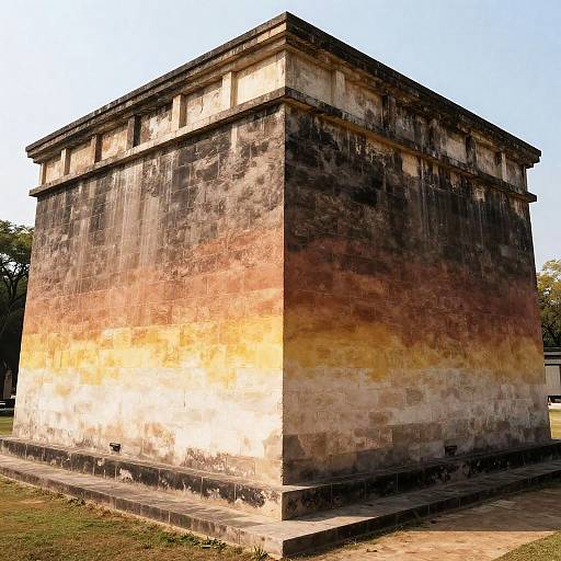 Wide-Angle Photo of Ancient Maya Temple