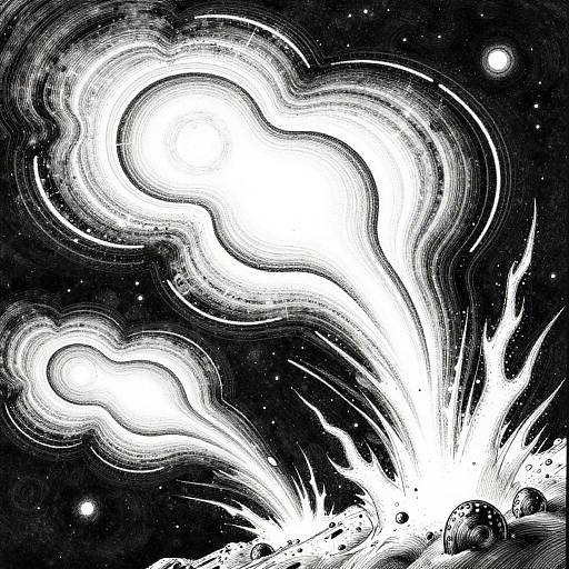 Ethereal Cosmic Storms in Monochrome