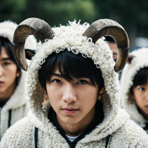 Realistic Boy in White Sheep Costume
