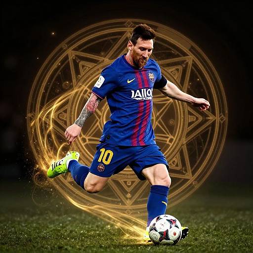 Photorealistic Lionel Messi Kicking Football