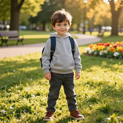 Confident Boy in Sunny Park