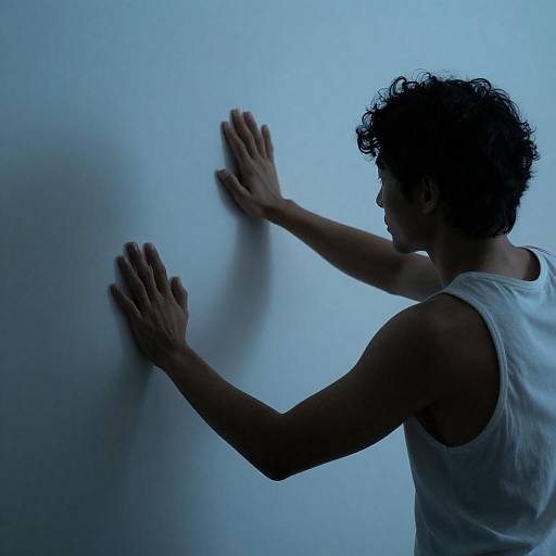 Muscular Silhouette Against Glowing Surface