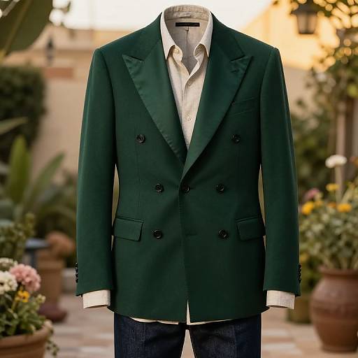 Dark Green Double-Breasted Blazer