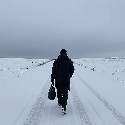 Lone Walker on a Snowy Path