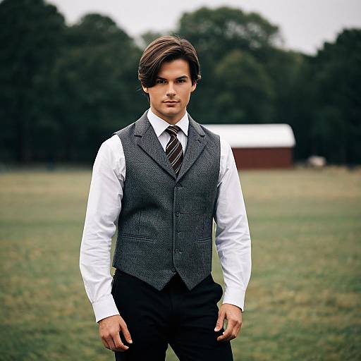 Young Man in Derby Menswear Outdoors