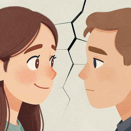 Contrasting Emotions in Cracked Frame