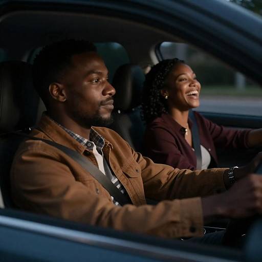 Night Drive: Joyful Passenger, Focused Driver
