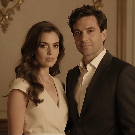 Sepia Portrait of Elegant Couple