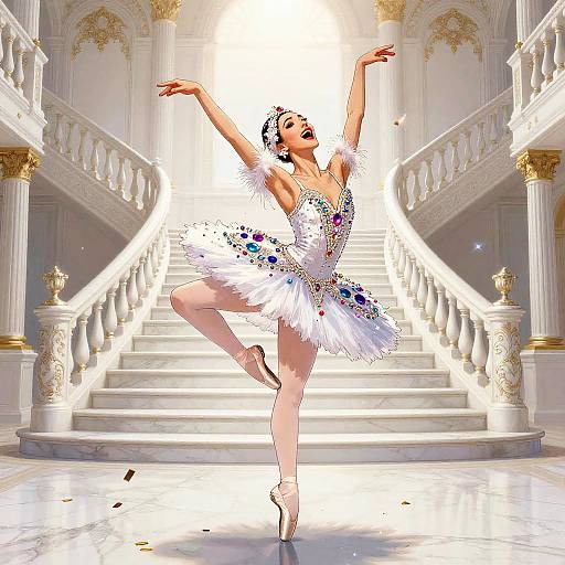 Glamorous Ballet Soloist in Rococo Ballroom
