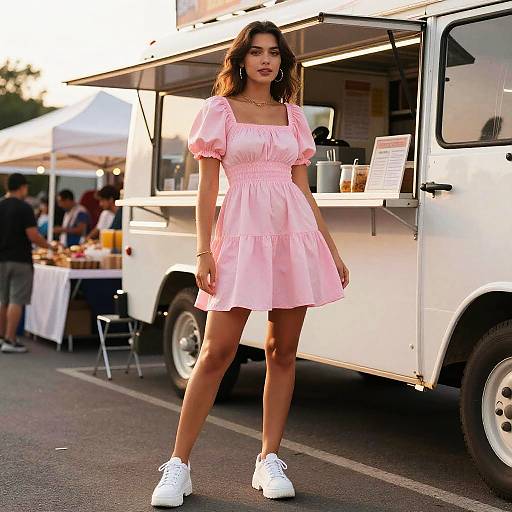 Confident Woman at Sunrise Market