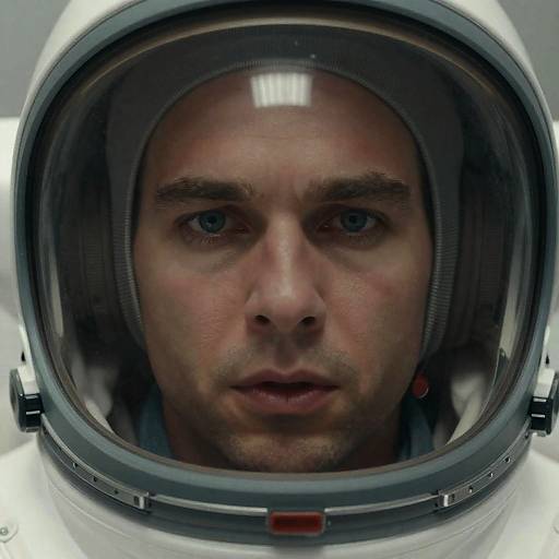 Intense Portrait in Spacesuit Helmet