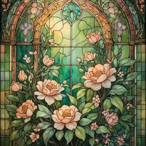 Floral Stained Glass Window