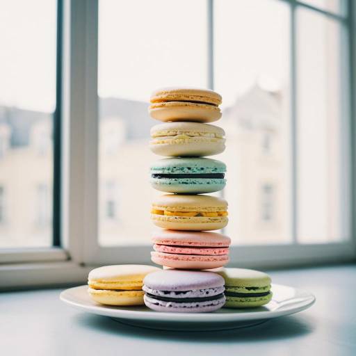 Tower of Pastel Macarons on Plate