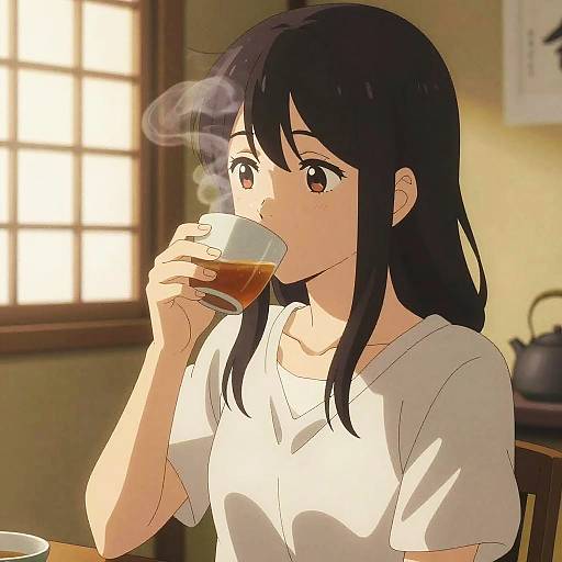 Cozy Anime Girl in Traditional Japanese Room