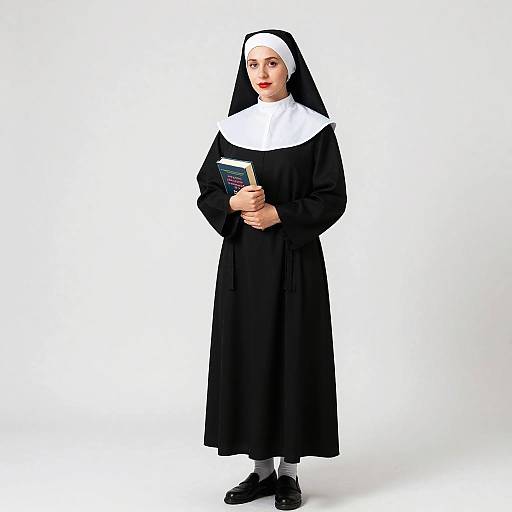 Nun in Traditional Habit with Book