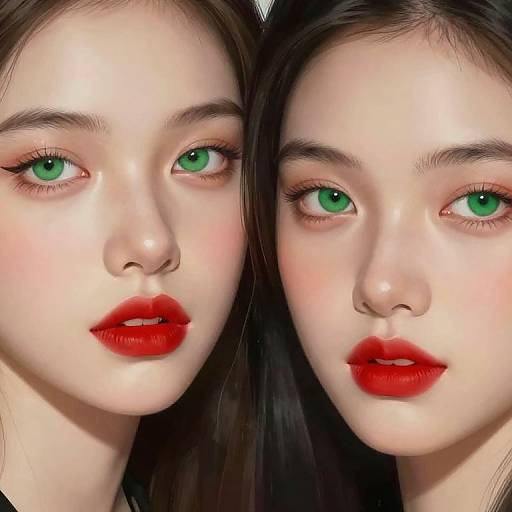 Realistic Illustration of Green-Eyed Duo