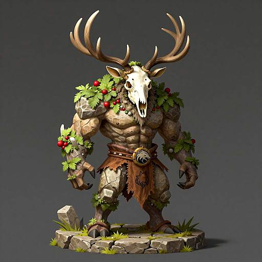 Fantasy Creature with Deer Skull and Antlers