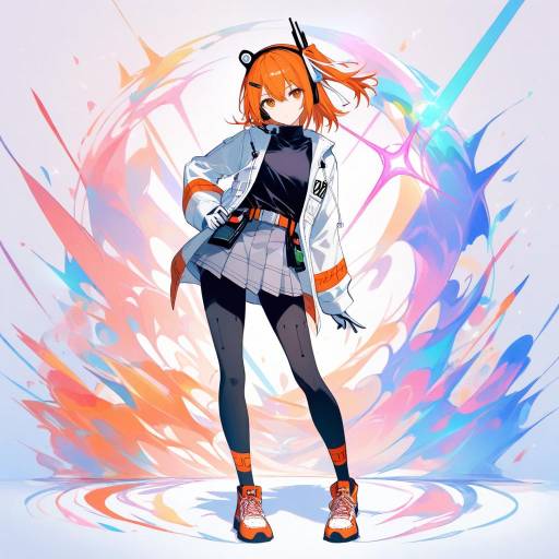 Futuristic Android Girl with Orange Hair