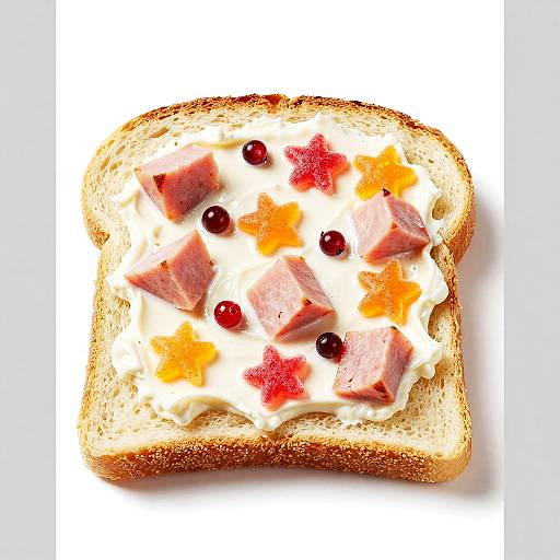 White Bread with Ham and Star Candies