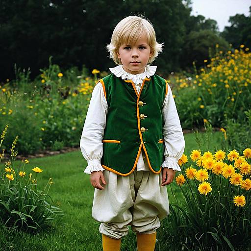 Boy in 18th Century Costume in Garden