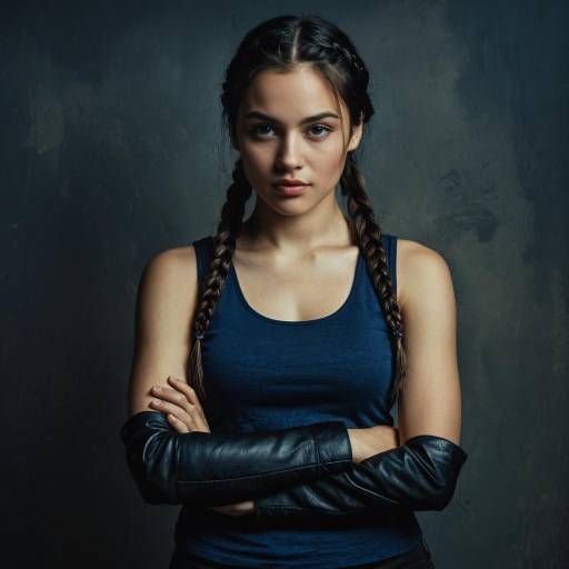 Serious Young Woman with Braided Hair