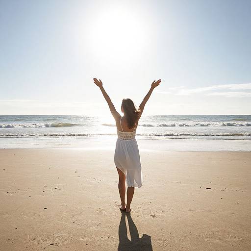 Woman Embracing Freedom on Beach