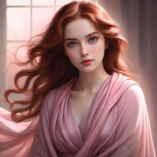 Portrait of Woman with Flowing Red Hair