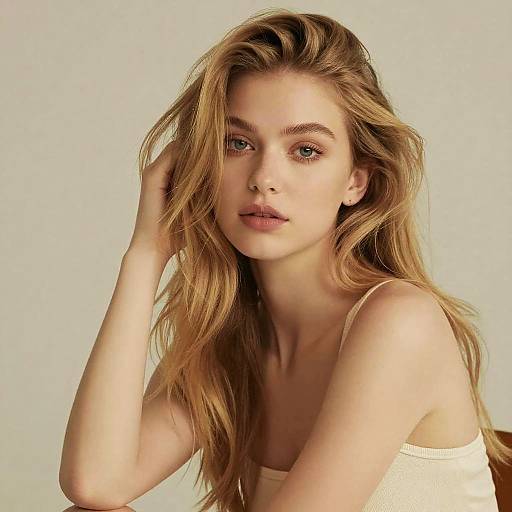 Serene Blonde Portrait in Warm Tones