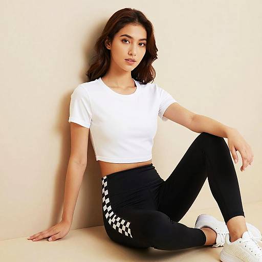 Casual Sporty Young Woman Sitting Pose